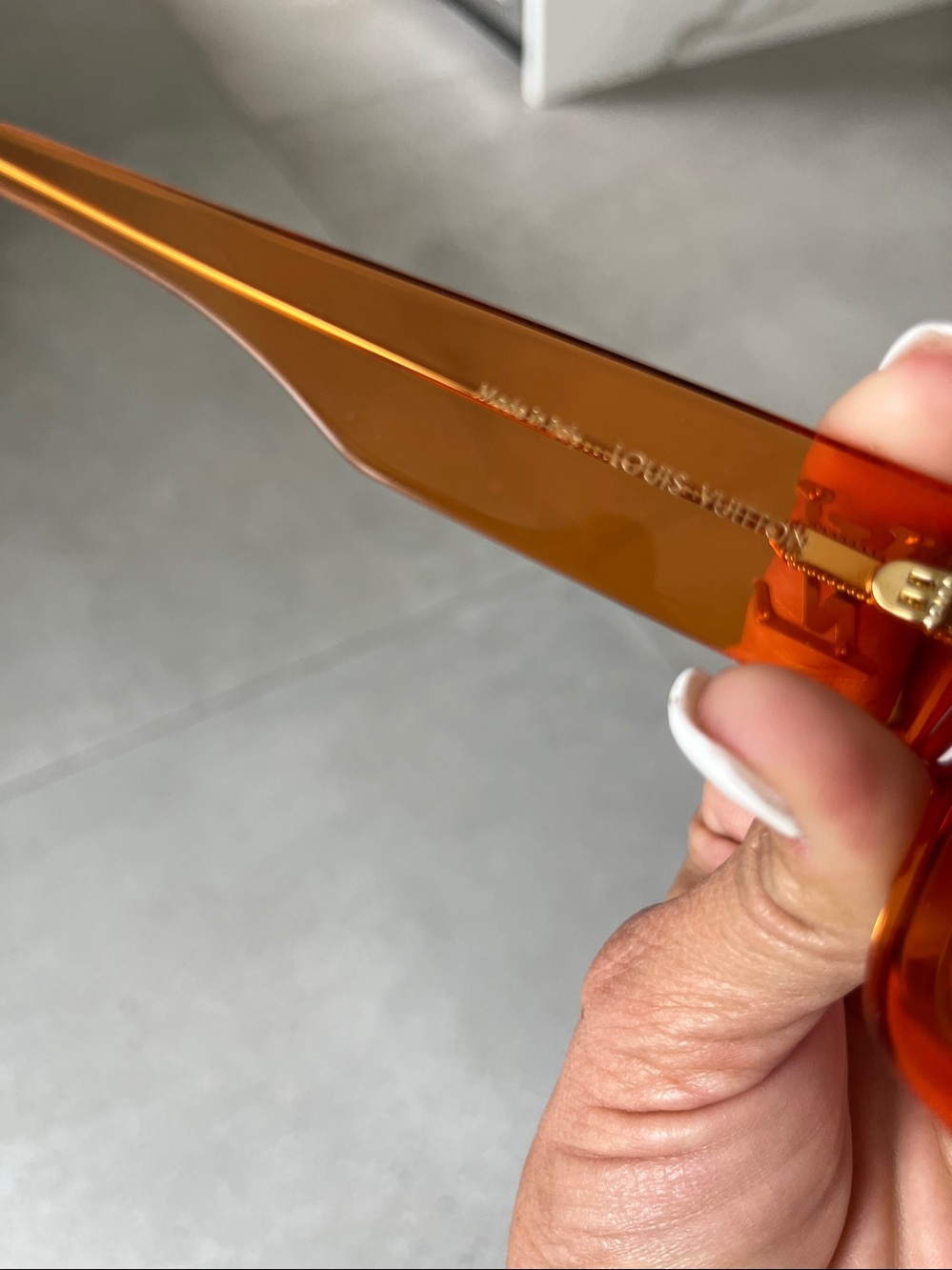 Louis Vuitton Orange Transparent Sunglasses with Gold LV Hardware - Picture 5 of 6